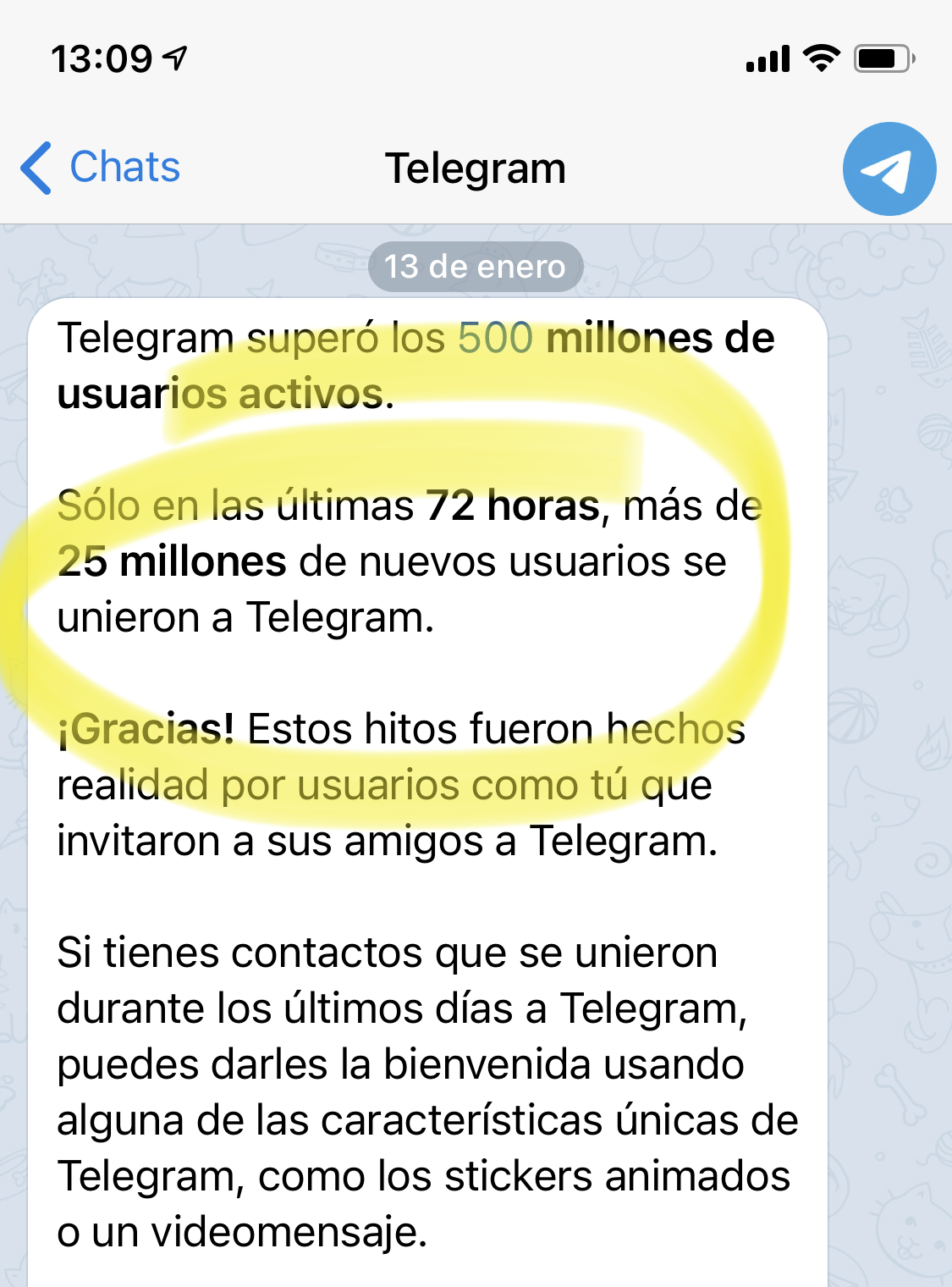En Telegram están encantados