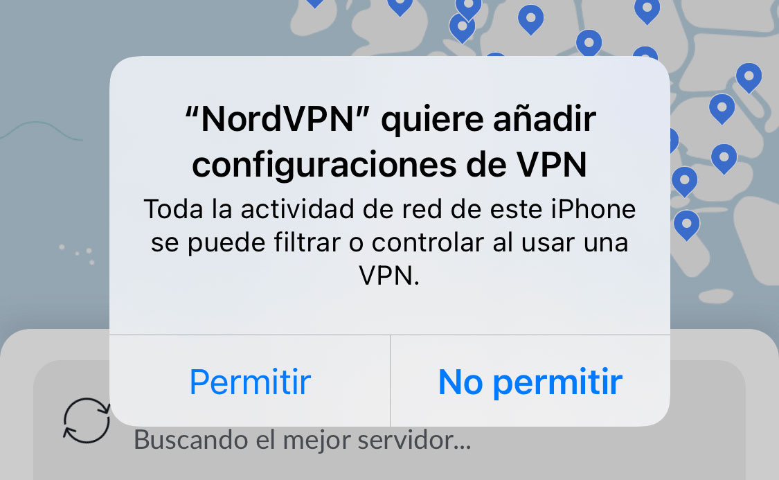 VPN pide permiso para instalar un certificado VPN en la App de Ajustes, de manera totalmente automática