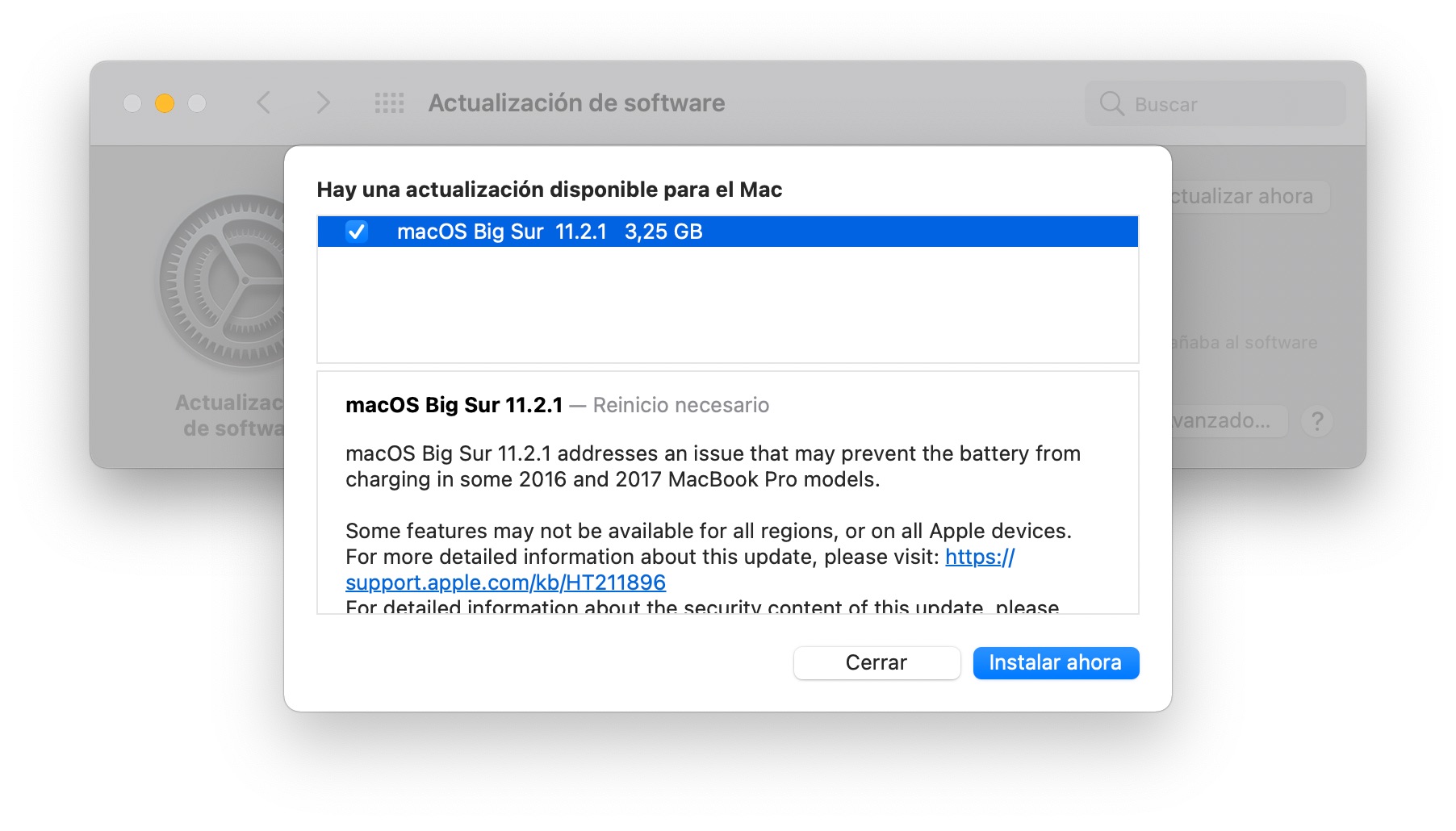 Actualización a macOS 11.2.1