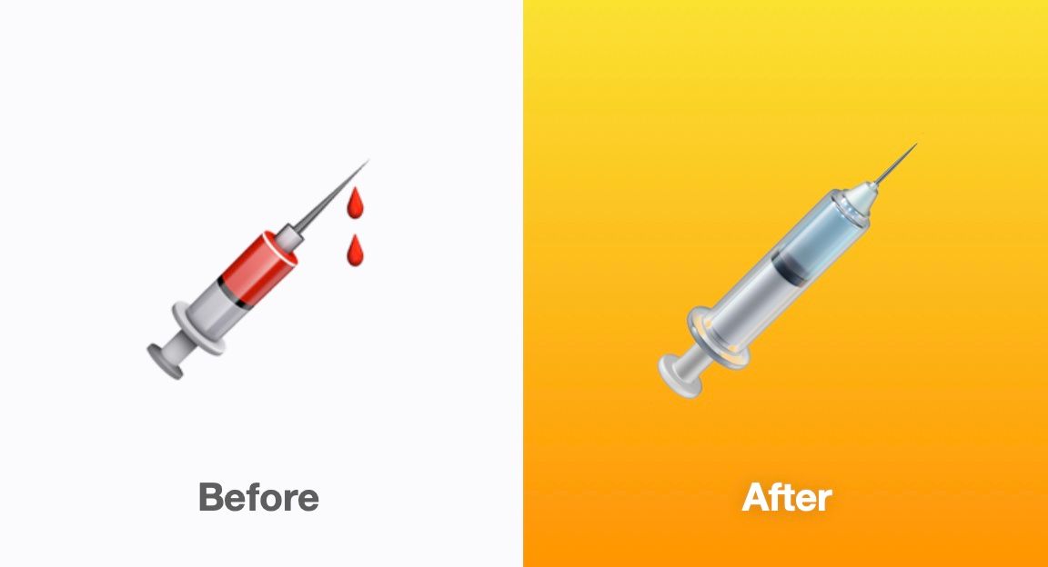 Cambio en el emoji de jeringuilla por uno sin sangre