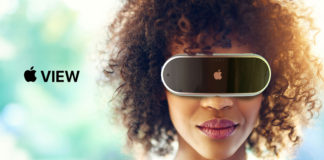 Concepto de diseño Apple View, gafas de realidad mixta aumentada o virtual de Apple