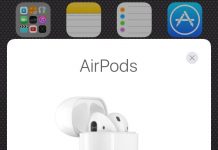 Interfaz de conexión de AirPods en iOS