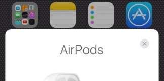 Interfaz de conexión de AirPods en iOS