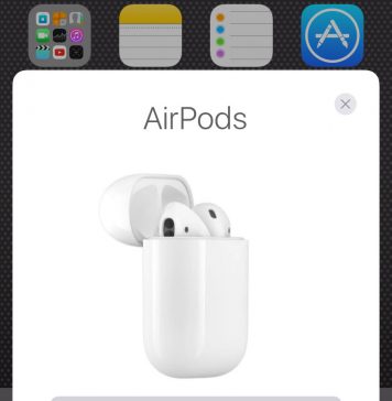 Interfaz de conexión de AirPods en iOS