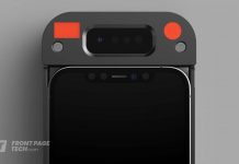 Nuevo juego de sensores TrueDepth situados en una funda para poder probarlos en modelos de iPhone anteriores