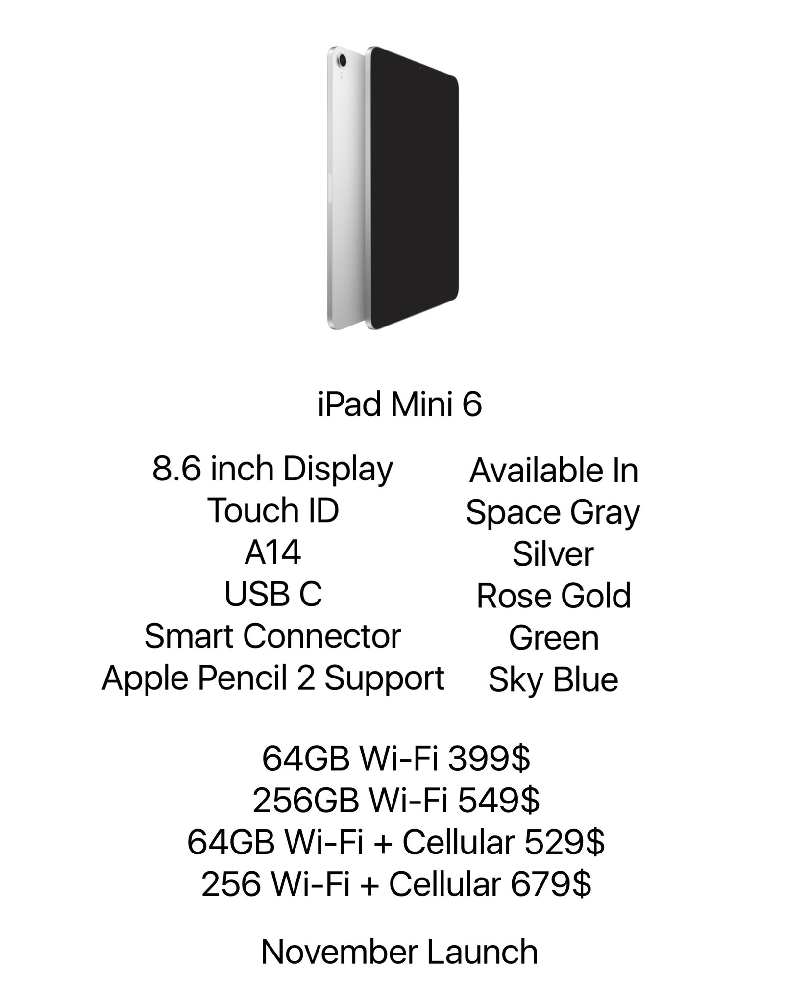 Supuesto iPad mini con diseño todo pantalla