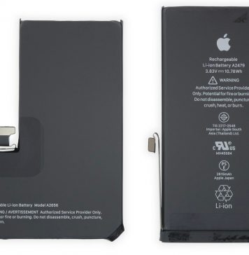 Batería del iPhone 13 Pro (izquierda) y del iPhone 12 Pro (derecha)