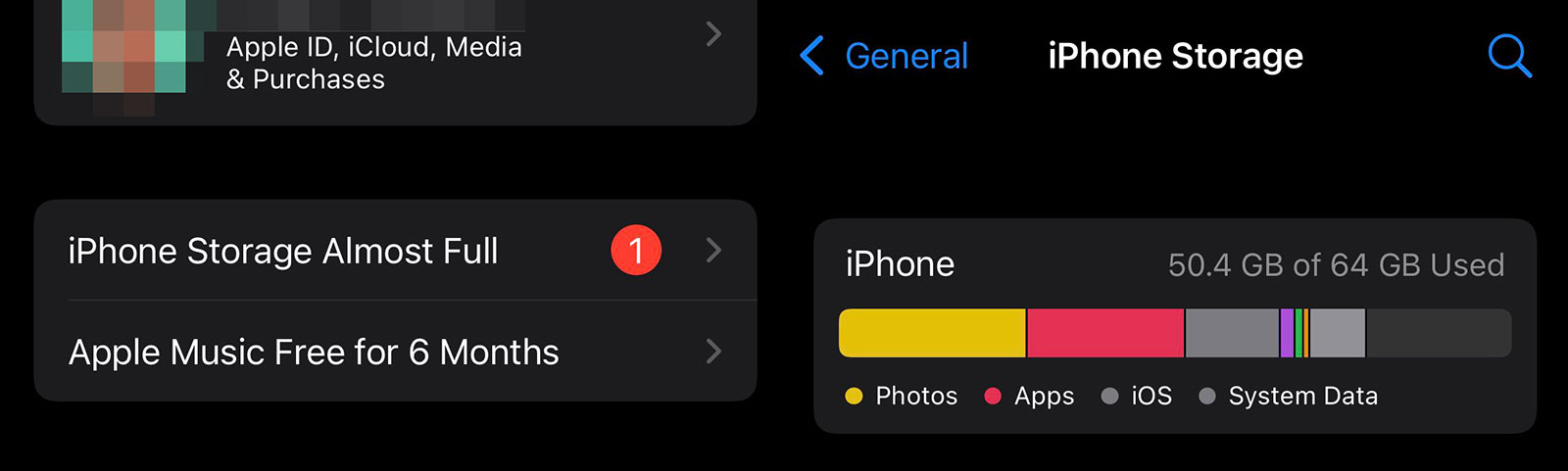 Mensaje de iPhone lleno que resulta no ser cierto, debido a un bug en iOS 15