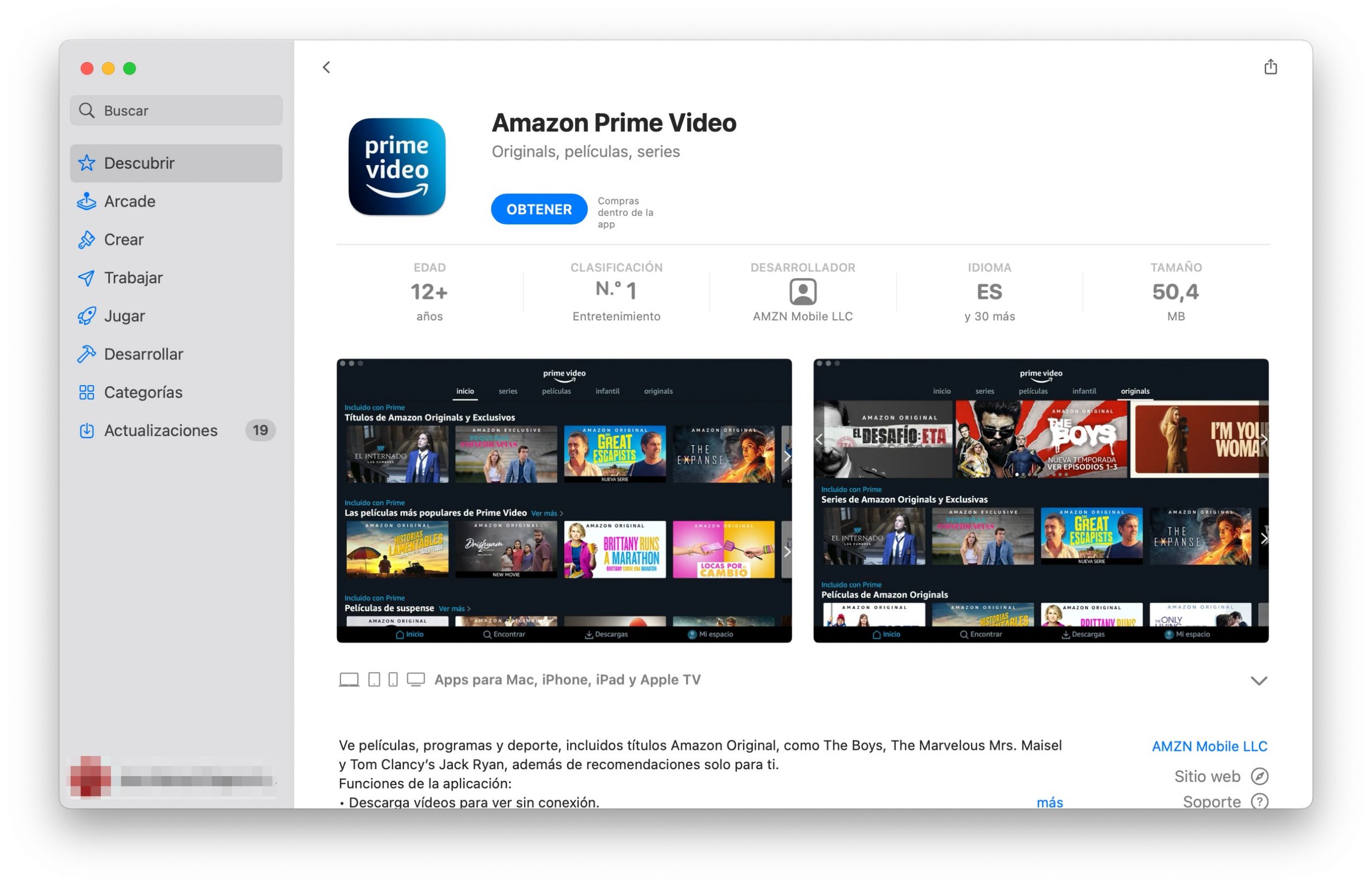 Amazon Prime Video en la Mac App Store
