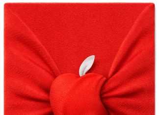 Logo de Apple envuelto en rojo