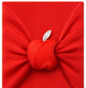 Logo de Apple envuelto en rojo