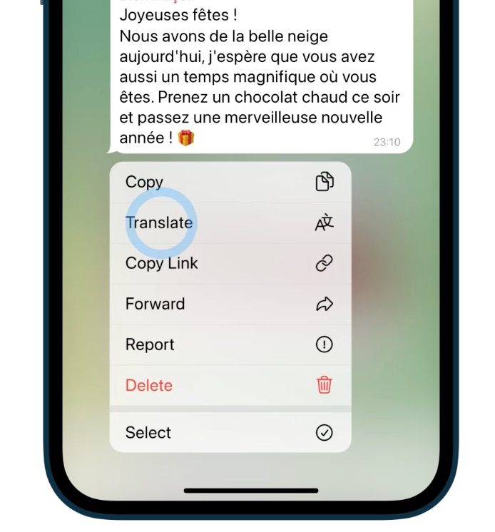 Traducción automática de mensajes en Telegram