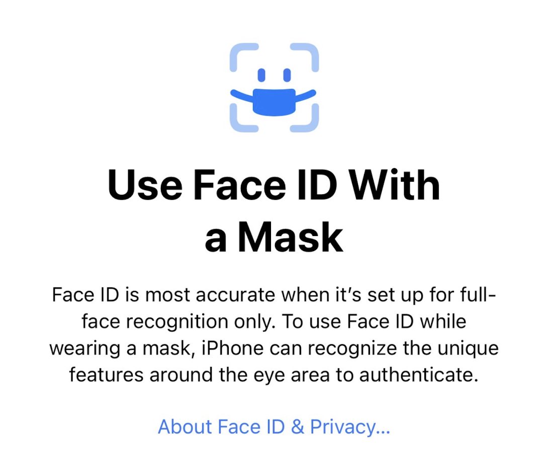 Face ID con mascarilla en ips 15.4