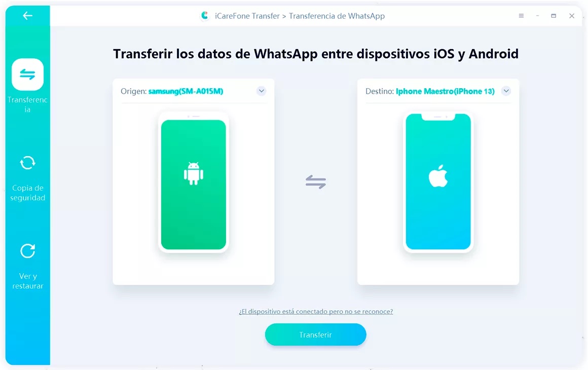 Transferencia de datos de WhatsApp entre Android e iOS con iCareFone Transferencia WhatsApp