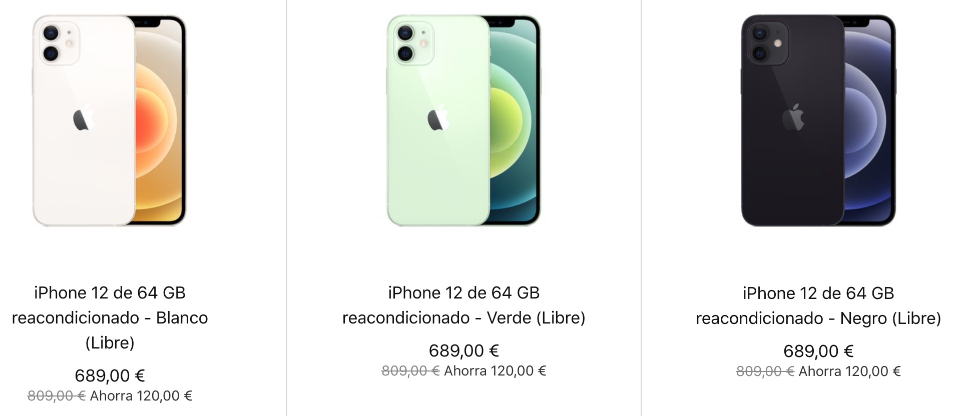 iPhone 12 reacondicionado en la web de Apple en España