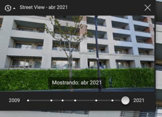 Historial en el tiempo de imágenes de una localización de Street View