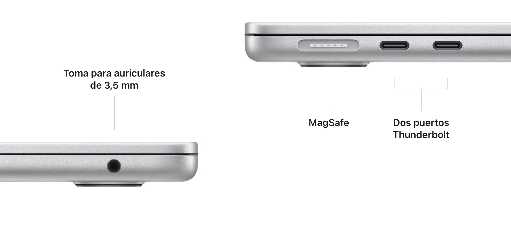 Puertos del MacBook Air del 2022 con M2