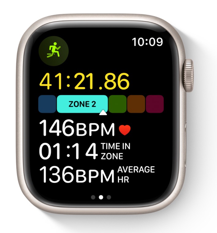 Entrenos en el Apple Watch, con zonas de rendimiento cardíaco