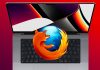 Logo de Firefox sobre un MacBook Pro de 16" con M1 Max