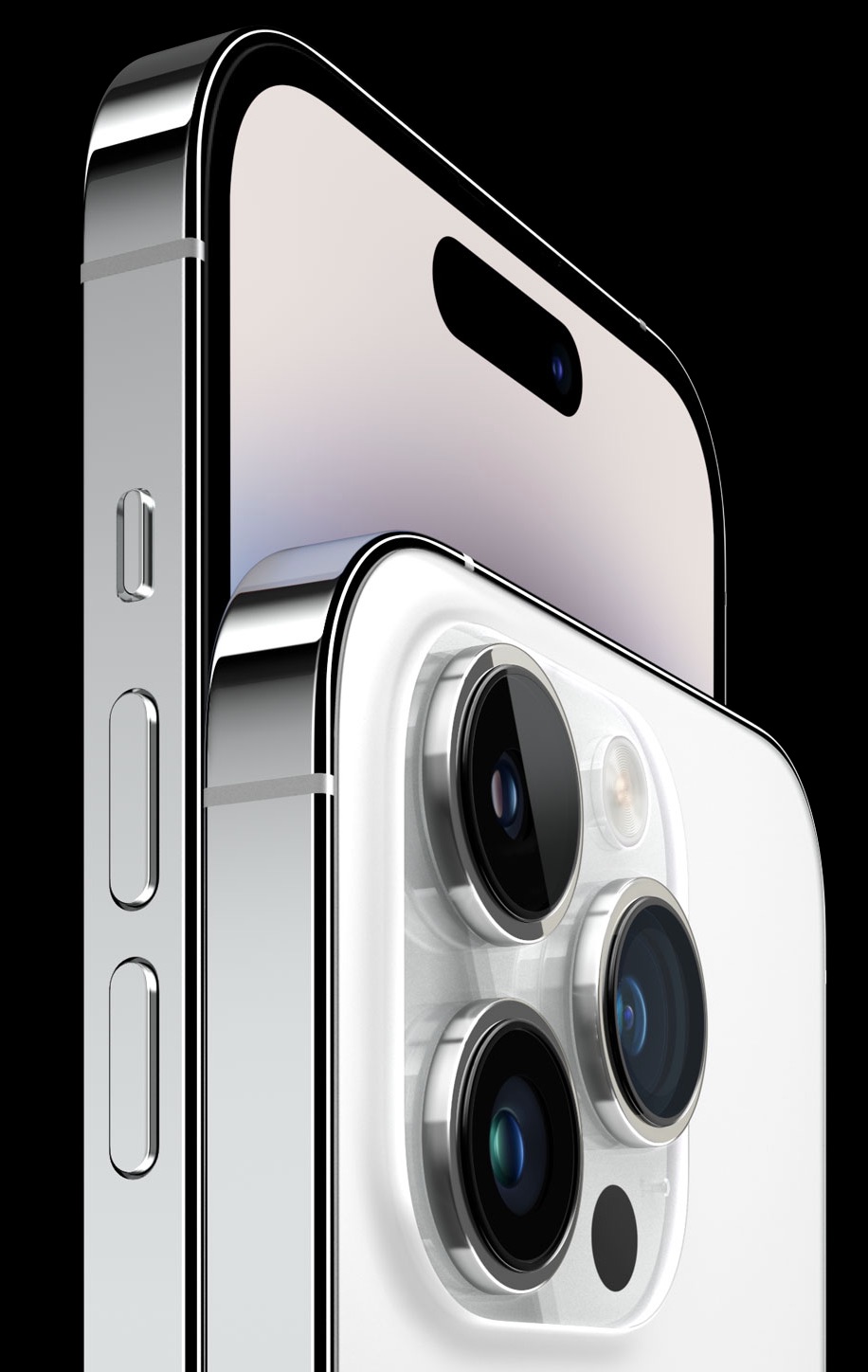 iPhone 14 Pro en plata y blanco