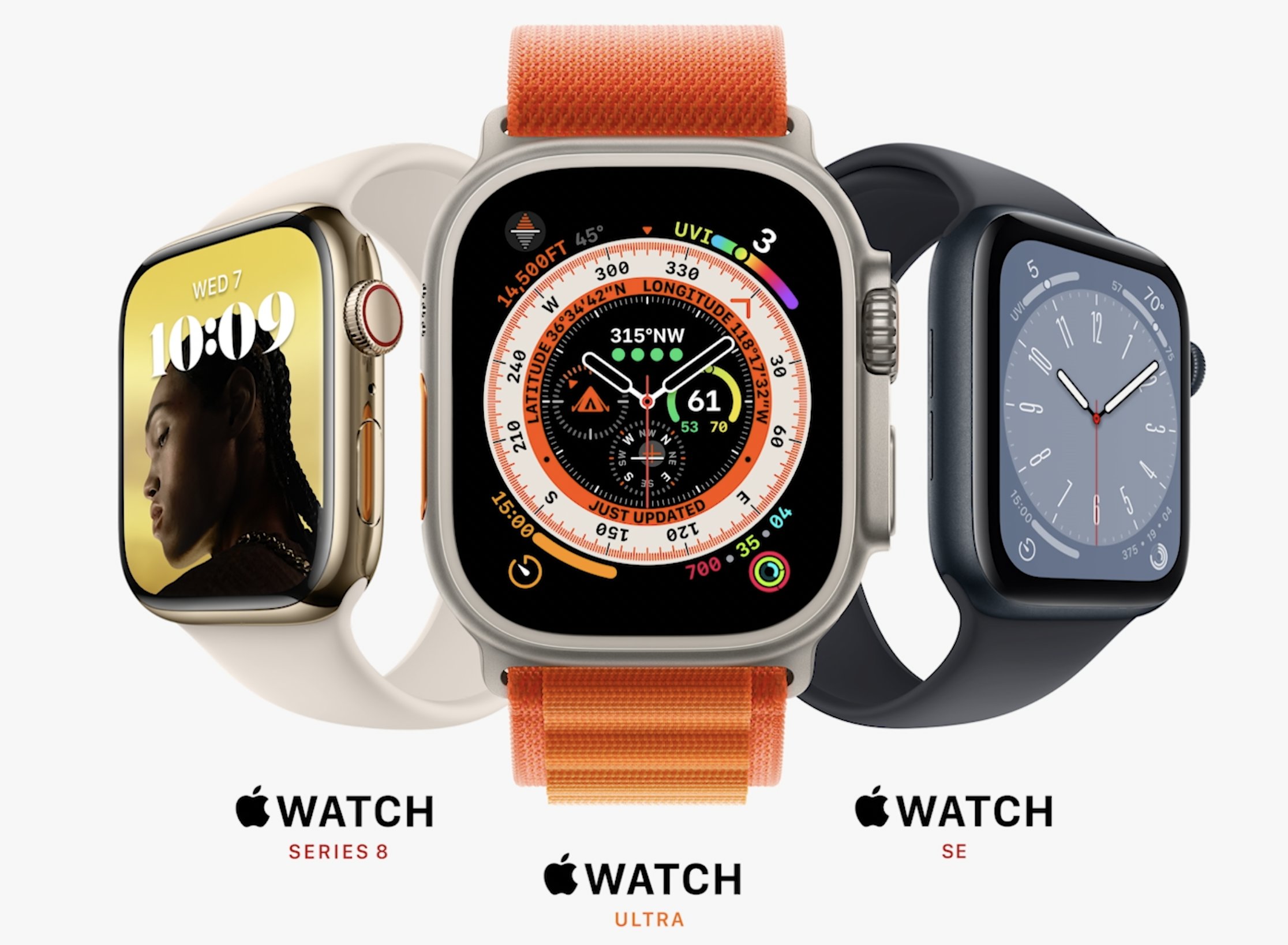Todos los modelos de Apple Watch para finales del 2022 y casi todo el 2023: Apple Watch Series 8, Apple Watch SE 2 y Apple Watch Ultra