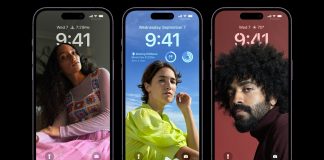 Modo siempre activo (always on) de la pantalla del iPhone 14 Pro, con la pantalla de bloqueo de iOS 16 en el iPhone 14 Pro