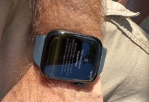 Apple Watch mostrando un mensaje que indica que no se puede medir el ruido ambiental porque el micrófono está en uso