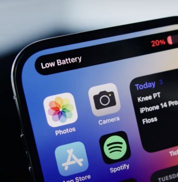iOS 16 mostrando un porcentaje de batería bajo restante en la Dynamic Island