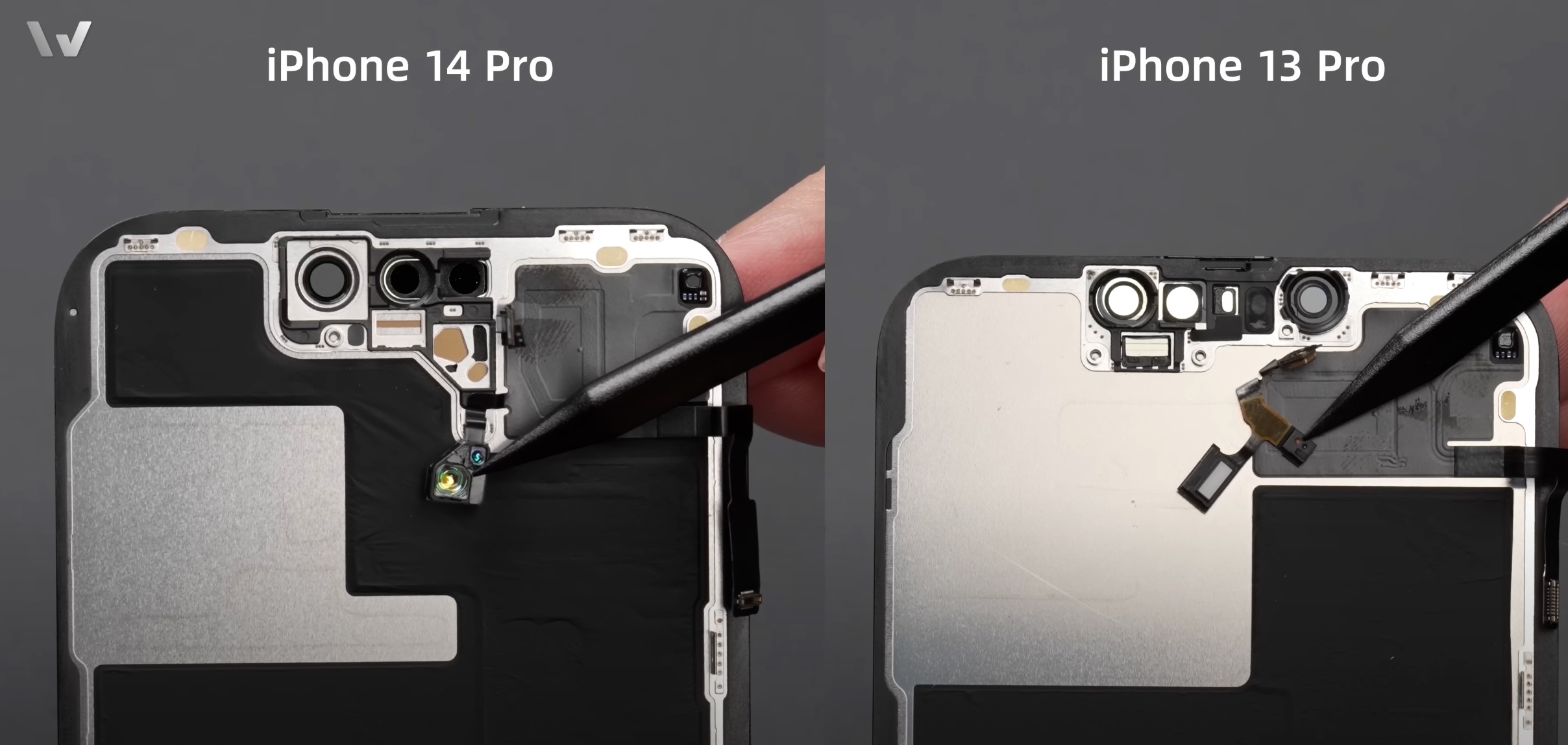 Componentes TrueDepth del iPhone 14 Pro Max y 13 Pro Max