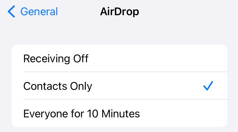 Opción de activar AirDrop para todos durante sólo 10 minutos