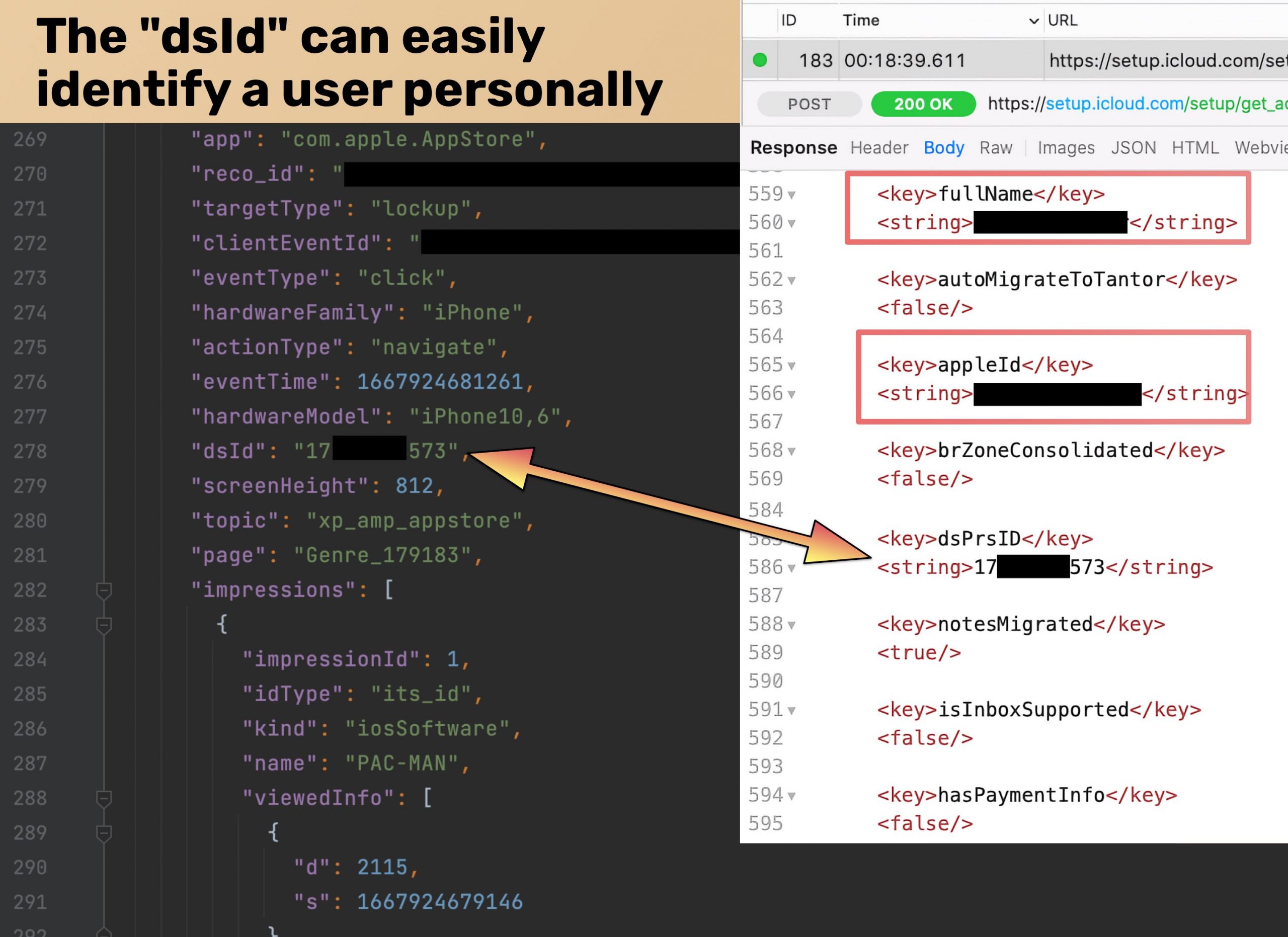 Identificador dsID en los datos de uso de iOS enviados a Apple