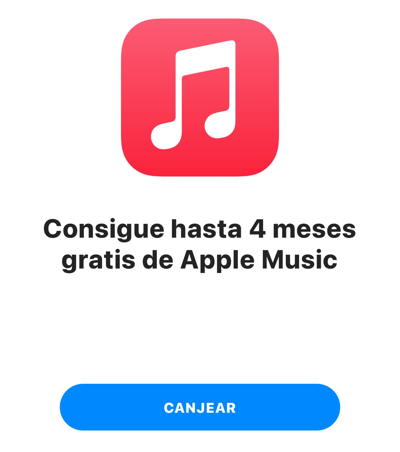 Regalo de 4 meses gratis de Apple Music