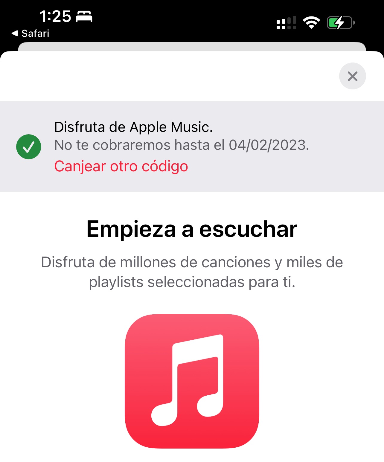 Regalo de 4 meses gratis de Apple Music