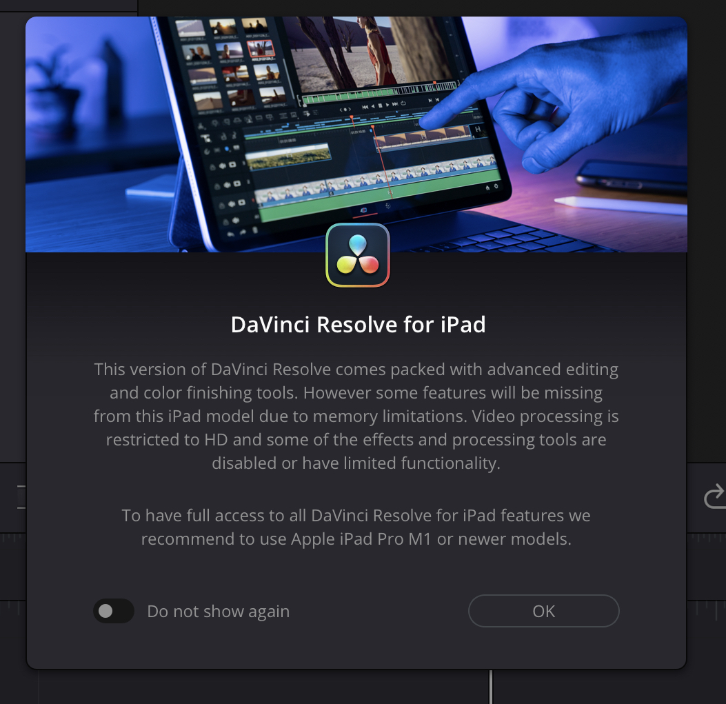 Mensaje de error indicando que Davinci Resolve no tiene suficiente RAM para trabajar con vídeo 4K