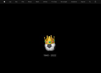 Portada de la web de Apple en Brasil, conmemorando el fallecimiento de Pelé