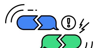 Mensajes de iMessage en azul y SMSs en verde