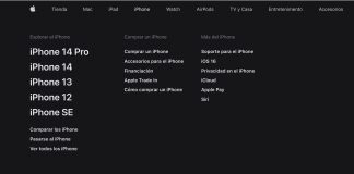 Nuevo menú en la web de Apple