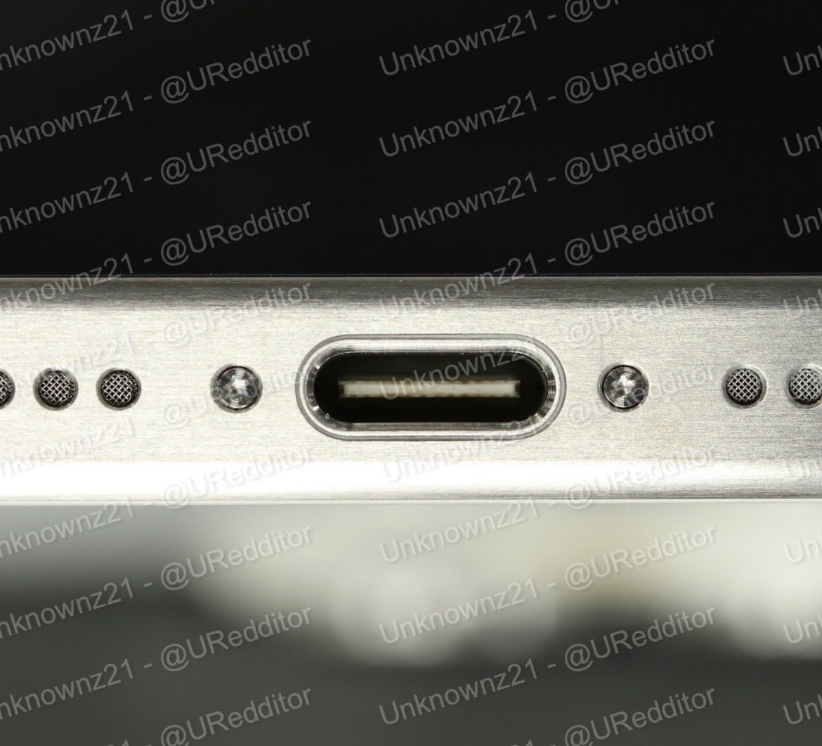 Supuesta imagen del conector USB-C del iPhone 15