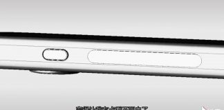 Imagen CAD del iPhone 15 Pro mostrando un botón de volumen unificado y un interruptor de silencio que, por primera vez, es un botón