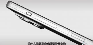 Imagen CAD del iPhone 15 Pro mostrando un botón de volumen unificado y un interruptor de silencio que, por primera vez, es un botón