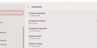 Opciones de compartir ficheros en macOS Ventura