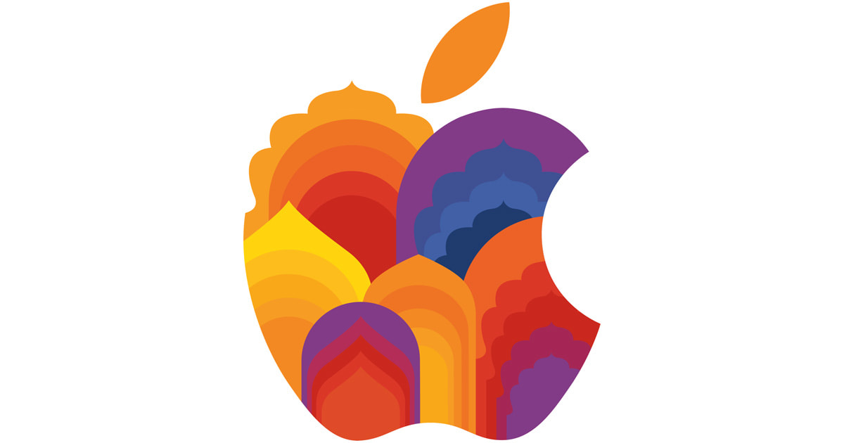 Logo de Apple conmemorando la apertura de su nueva tienda en Nueva Delhi