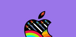 Logo de Apple inspirado en Bombay, con fondo morado