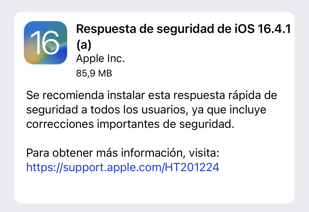 Respuestas de seguridad de iOS 16.4.1 (a)