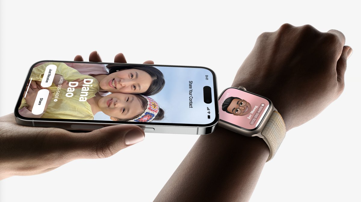 NameDrop entre un iPhone y un Apple Watch