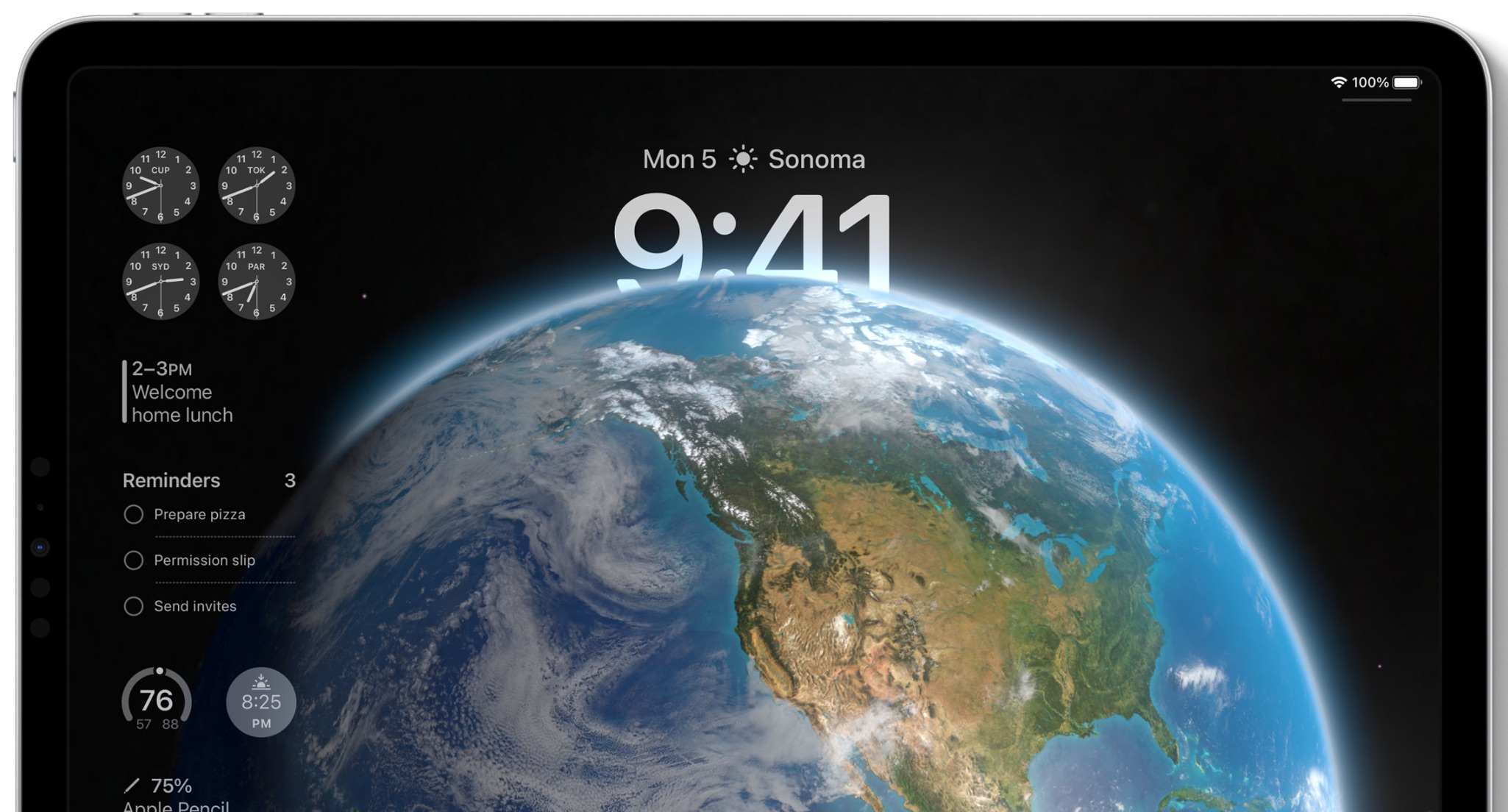 Widgets en la pantalla de bloqueo de iPadOS 17