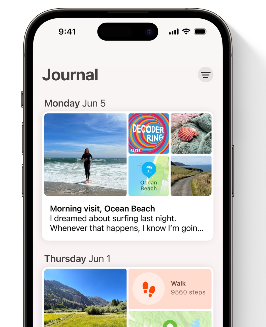 Journal en iOS 17