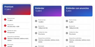 Opciones de suscripción que Netflix ofrece por defecto