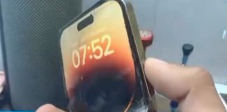 iPhone 14 Pro plegado, doblado, pero aún perfectamente funcional