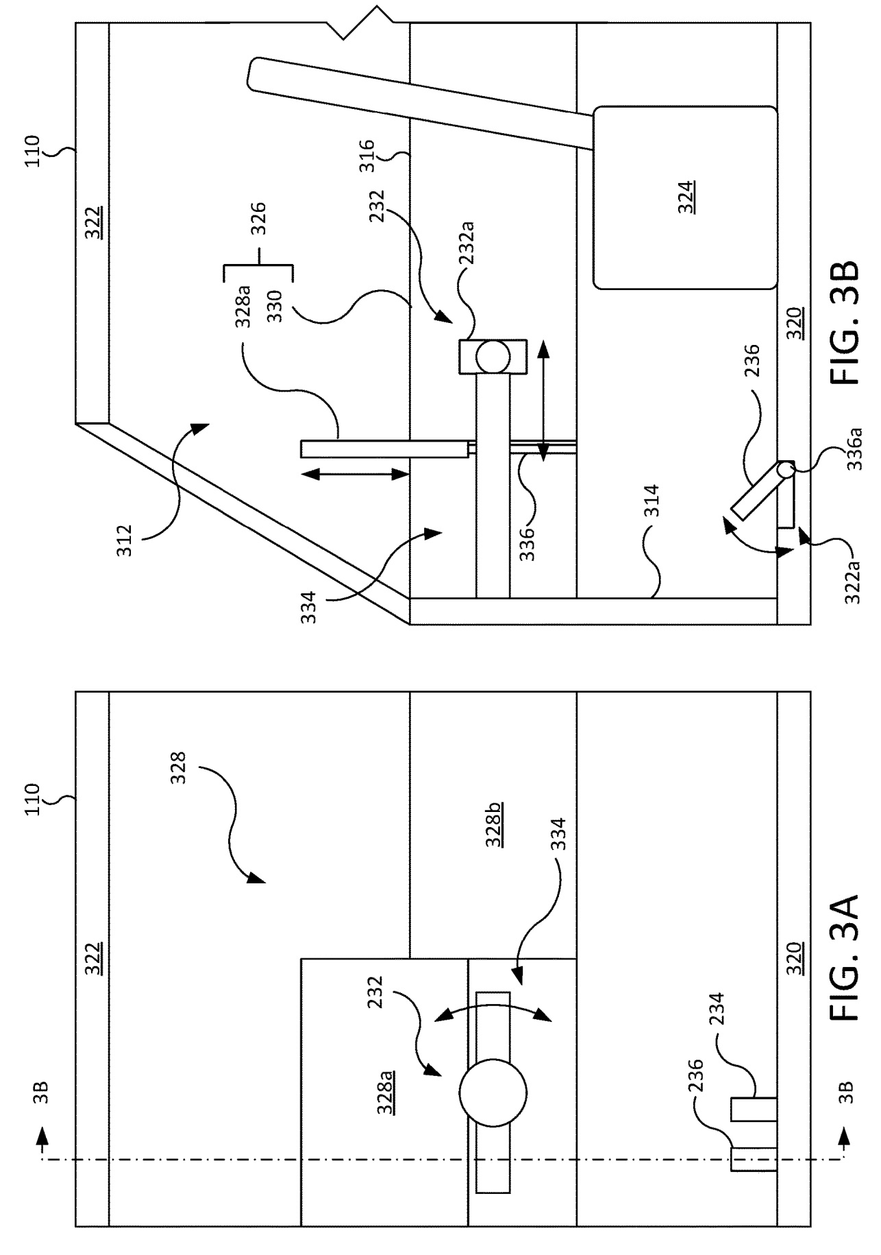 Gráficos en una patente de Apple que describen un sistema para esconder el volante y pedales de un coche cuando conduce autónomamente.